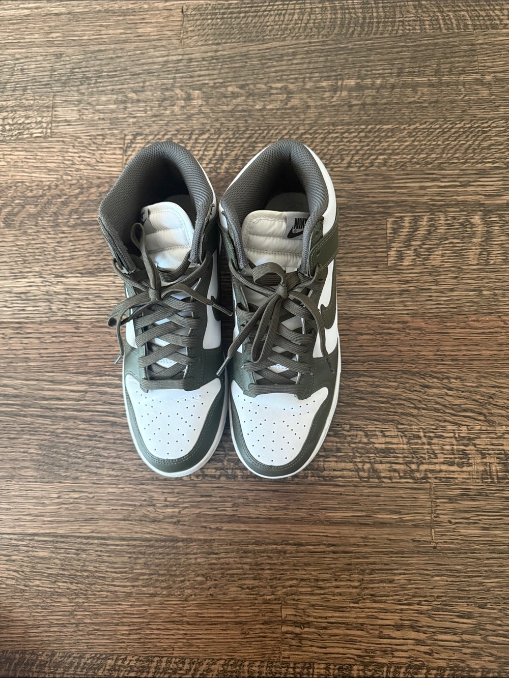 Nike Men's High-Top Athletic Sneakers in White and Olive Green